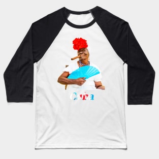 Cuban Woman With Cigar And Blue Fan Baseball T-Shirt